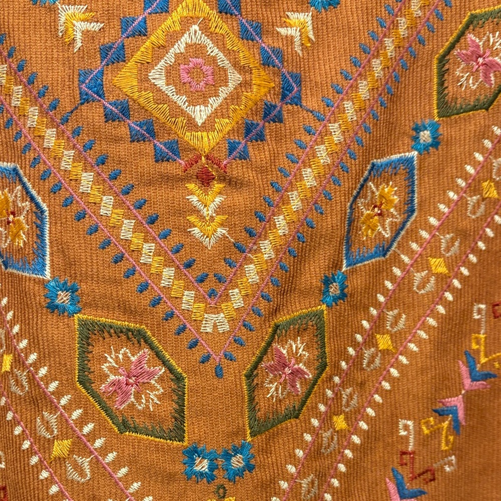 Rust Orange Button-Up Shirt With Patterned Pocket… - image 4